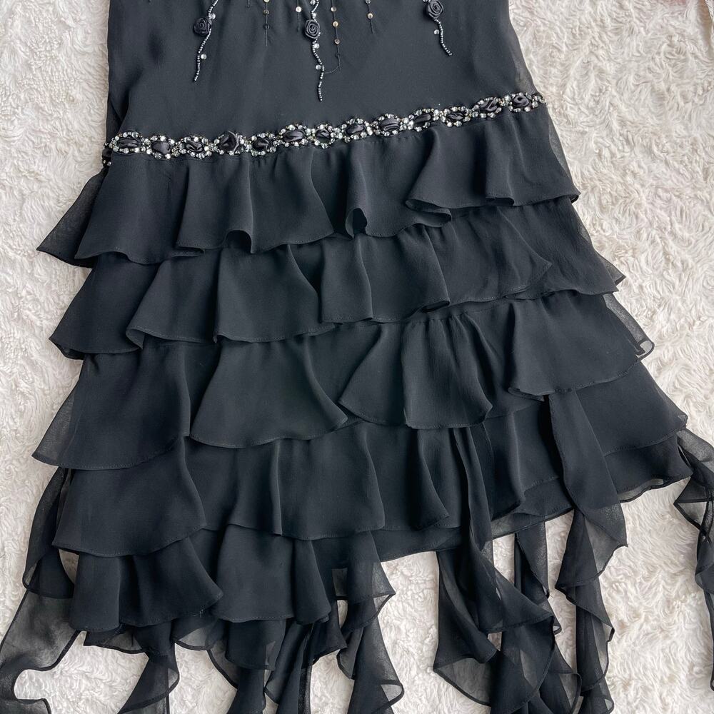 Sue Wong beaded‎ sequin rosette halter silk prom dress fairy cocktail Nocturne 4 - Picture 7 of 14